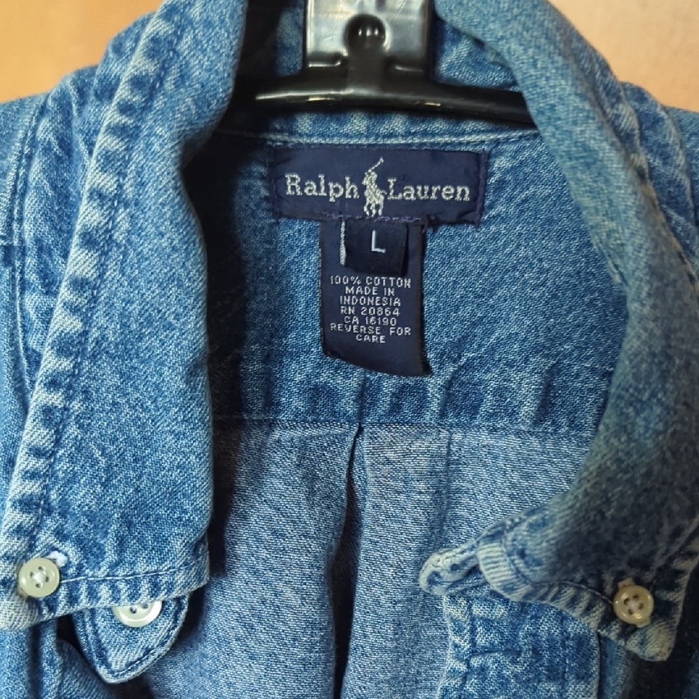 Ralph Lauren Blue Button Down Shirt Large - Picture 2 of 3